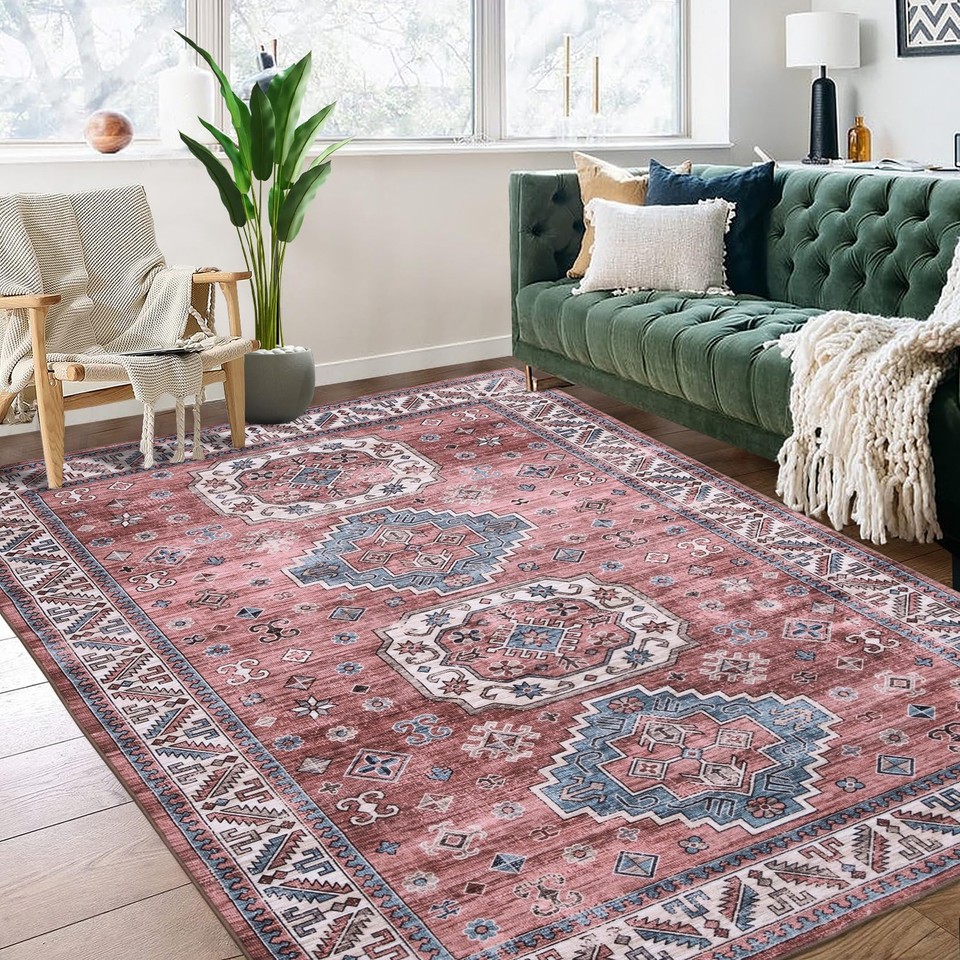 Large Area Rugs 9x12 Vintage Living Room Rugs Washable Rugs Geomertic ...
