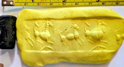 Rare Ancient Near Eastern  Stone Intaglio Cylinder Seal, Impala Animals