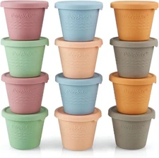 PandaEar 12 Pack Silicone Baby Food Storage Containers, 4 oz Reusable Small... 
