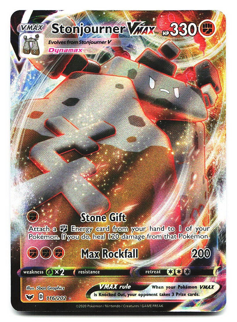 Stonjourner VMAX 116/202 Sword & Shield Base Set Holo Ultra Rare Pokemon Card NM