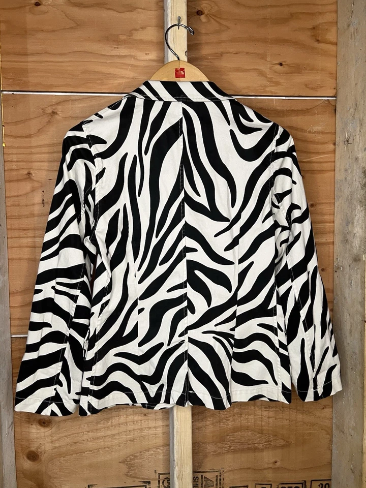 Blazer Nili Lotan estampado de cebra para mujer talla 4 hecho en EE. UU. Chaqueta de diseñador elástica Foto 2 de 4