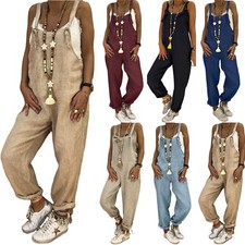 Women🔥Ladies Overalls Dungarees Loose Baggy Jumpsuit Playsuit Trousers Pants UK