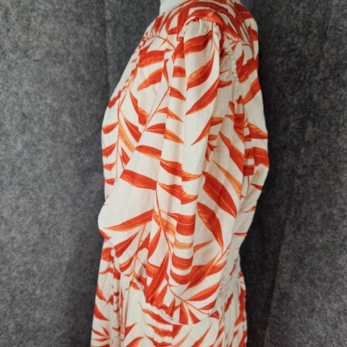 Love & Roses V&A Orange Floral Maxi Dress Linen Blend Puff Sleeve UK 16 BNWT - Picture 8 of 21