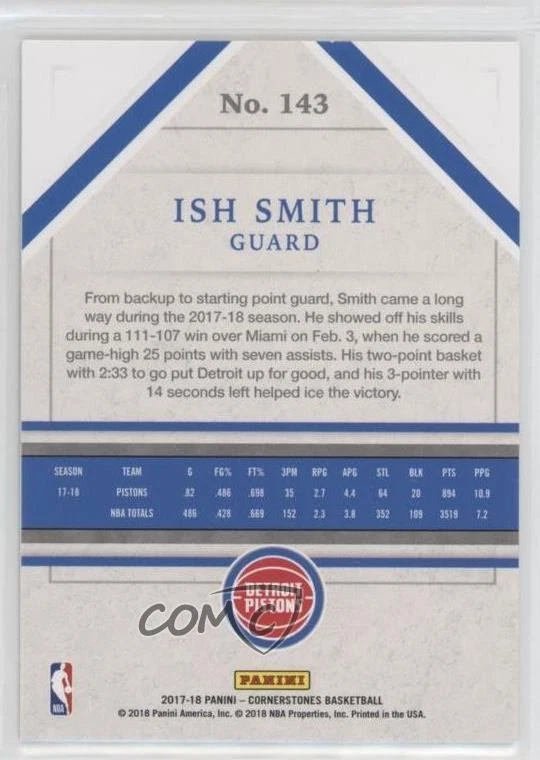 2017-18 Panini Cornerstones Marble /10 Ishmael Smith Ish Smith #143 - Image 2 of 2