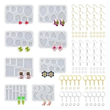 Resin Jewelry Molds, 128 Pcs Multiple UV Resin Earring Mold with Holes, Basic...
