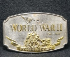 WK21132 VERY COOL VINTAGE 1992  WORLD WAR II  COMMEMORATIVE MENS BELT BUCKLE
