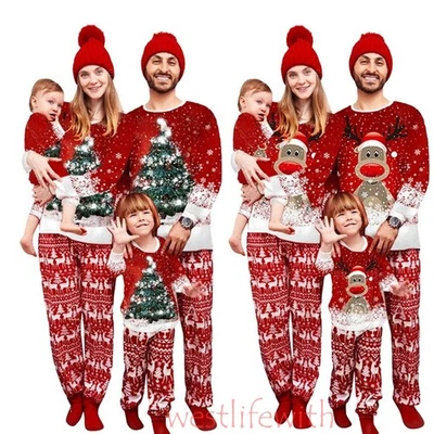 Family Matching Pyjamas Women Men Kids Baby Christmas Nightwear Sleepwear Sets