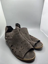 Coolway Women’s Brown Suede Laser Cut Open Toe Ankle Booties Zip Back EU 41