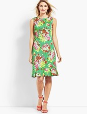 TALBOTS Springtime Floral Shift Dress Flounce Hem Women’s size 14