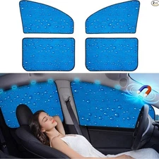Side Window Sunshade Sun Shade for Car Window Double Front+Rear Side 4Pcs blue