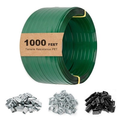 PET Banding Strapping Roll 1000ft, 5/8'' x 0.036'' Polyester Strapping,...