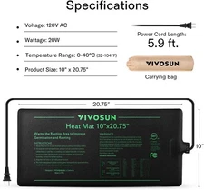VIVOSUN Seedling Heat Mat 10"x20" Seed Starter Pad Germination Propagation Clone