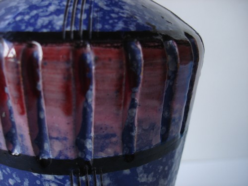 Vintage 60er Jahre Kreiss italienische Handarbeit Keramik bunte Vase mit Original Aufkleber - Bild 14 von 16