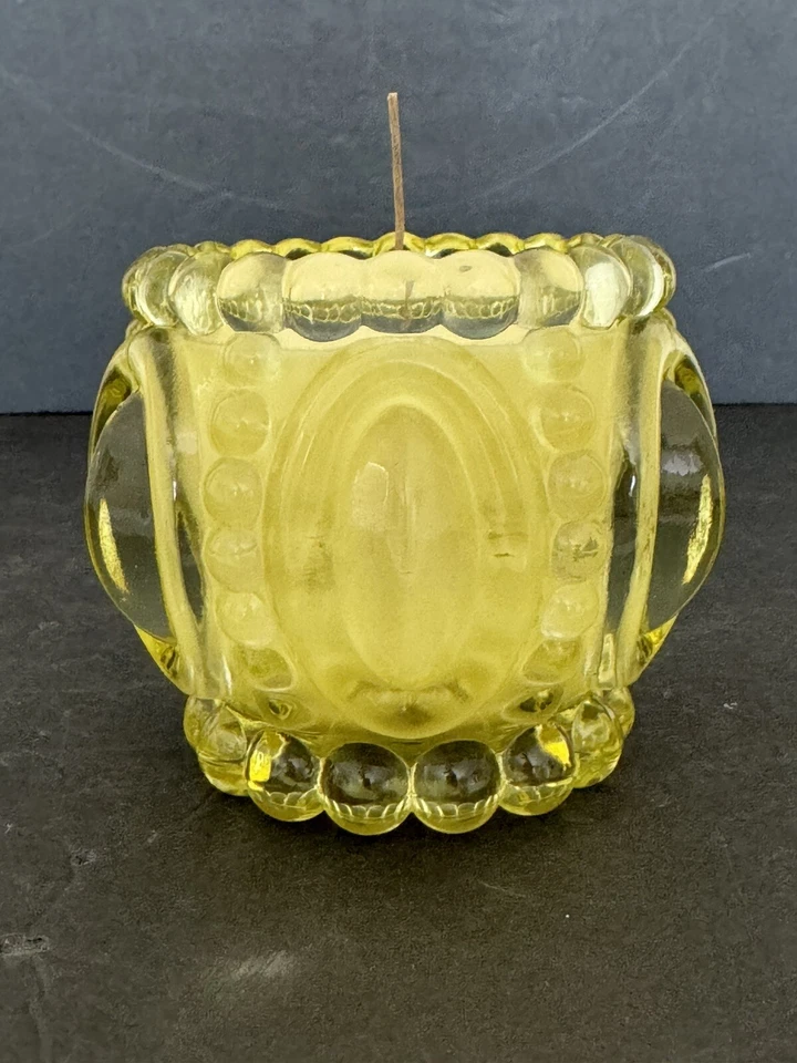 Yellow Bobble Glass Candle Jar Homemade Soy Hand Poured Fresh Citrus Spice - Image 2 of 4