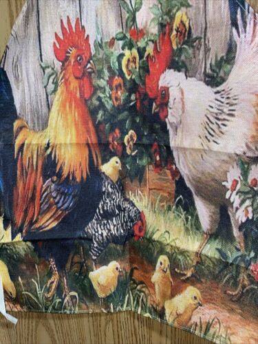 NEW Country Farmhouse Kitchen Chicks Hens Rooster Bib Apron One Size Floral - Picture 2 of 5