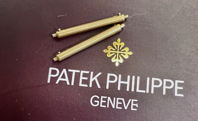 Patek Philippe Watch 18k GOLD 16/15 mm Pair 2 SPRING Push BARS Swiss Made Mint