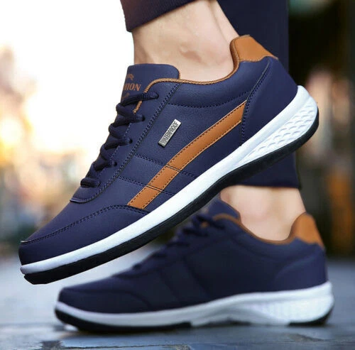 Blue Men Man Running Trainers Black Sneakers Sports Casual Lace Up Walking Shoes