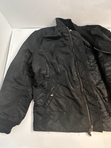 Vtg THE COCKPIT USA Black Nylon Bomber Flight Jacket, SIze XL Rare - Picture 8 of 12