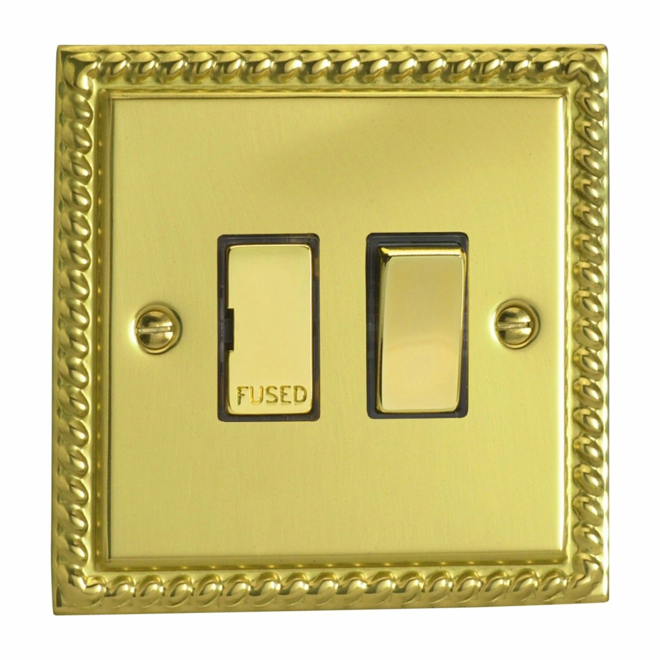 Varilight XG6D Georgian Polished Brass 1 Gang 13A Switched Fused Spur