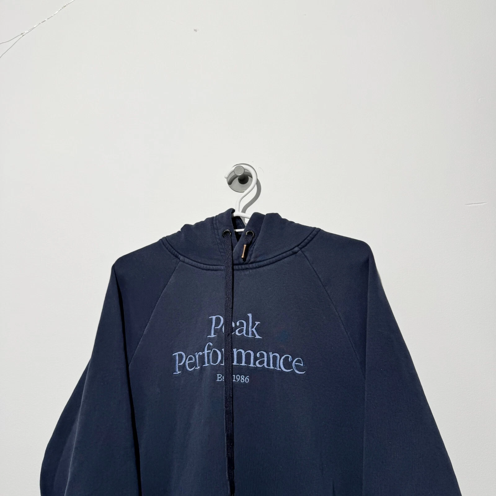 GUCCI Felpa con cappuccio vintage Peak Performance unisex blu navy cotone taglia S vestibilità regolare