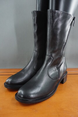 Ara Piper Womens 9.5 US/ 7UK Shoe Black Leather Pull On Dual Side Zip Mid Boots