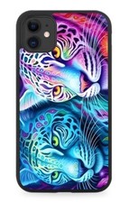 Colourful Tiger Faces Rubber Phone Case Tigers Heads Colorful Leopards Neon CB07