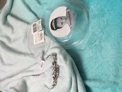 David’s Bridal Tiara Rhodium Pearl Crown w/ Swarovski Crystals Davids Bridal No Size Womens Rhodium Pearl Crown With Apple  main image 2