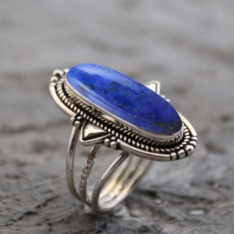 Natural Lapis Lazuli 925 Sterling Silver Women Fine Jewelry