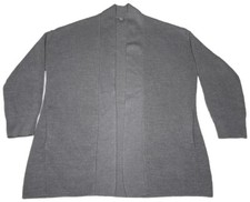 Lululemon Open Cardigan Sweater Womens 4 Gray Merino Wool-Blend Pockets Ribbed