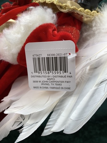 16” Angel Tree Topper Red Dress Gold Trim - Picture 8 of 8