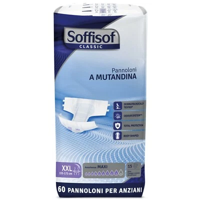 60x Soffisof Pannoloni con Adesivi Maxi M, L e XXL - Classic - Formato Scorta