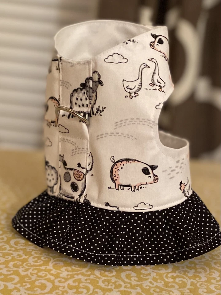 Handmade Ruffle Pet Harness Easy On Off Tiny Teacup Dog Puppy Clothes Farm Life - Image 4 of 4