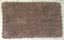 Tufted Bath Mat Door Rug Set of 2 20 x 32 Inch 100 Cotton Brown Crochet Border