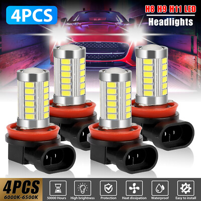 H11 LED Fog Light Bulb H8 High Power Driving Lamp 6000K White Foglight Bulbs Kit