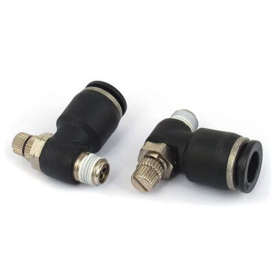 2Pcs 1/8NPT Thread L Shape Air Flow Speed Control Valve Push in Quick Fitting