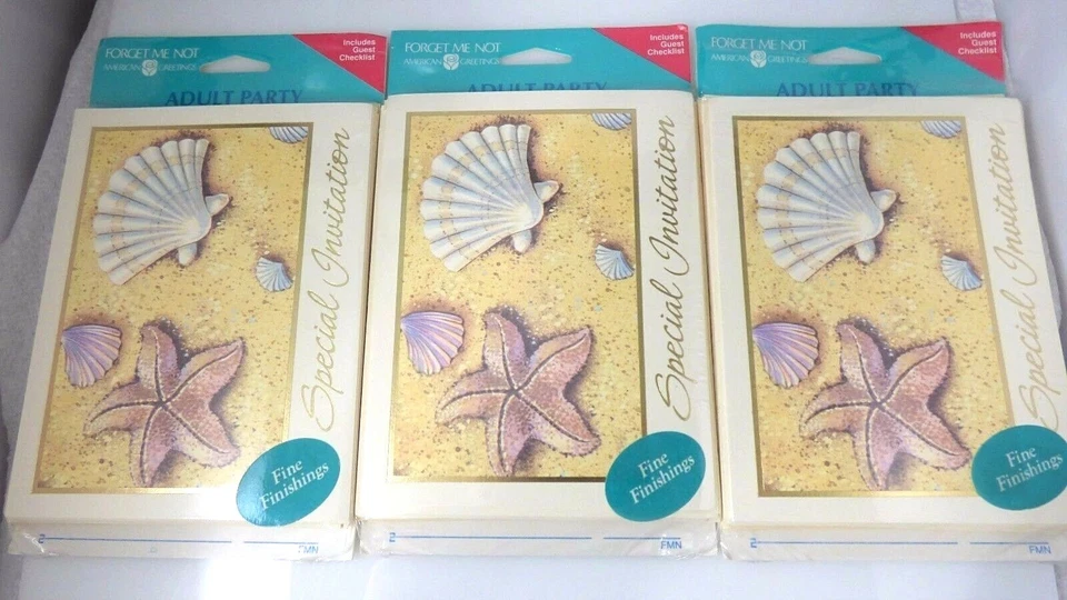  Sea Shell Beach American Greetings Party Special Invitations Lot of 3 Packs New - Image 2 of 4