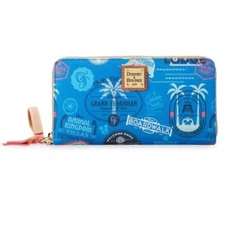 Dooney & Bourke Pebble Grain Slim Zip Around Folded Wallet Wristlet Blue Color