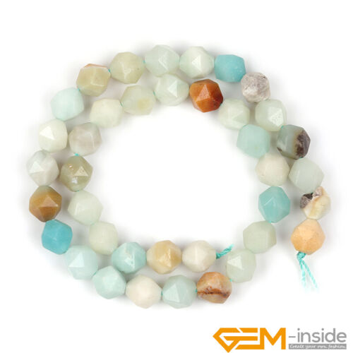 Multicolor Amazonite Natural Gemstone Polygonal Faceted Round Beads Strand 15" - Bild 11 von 33