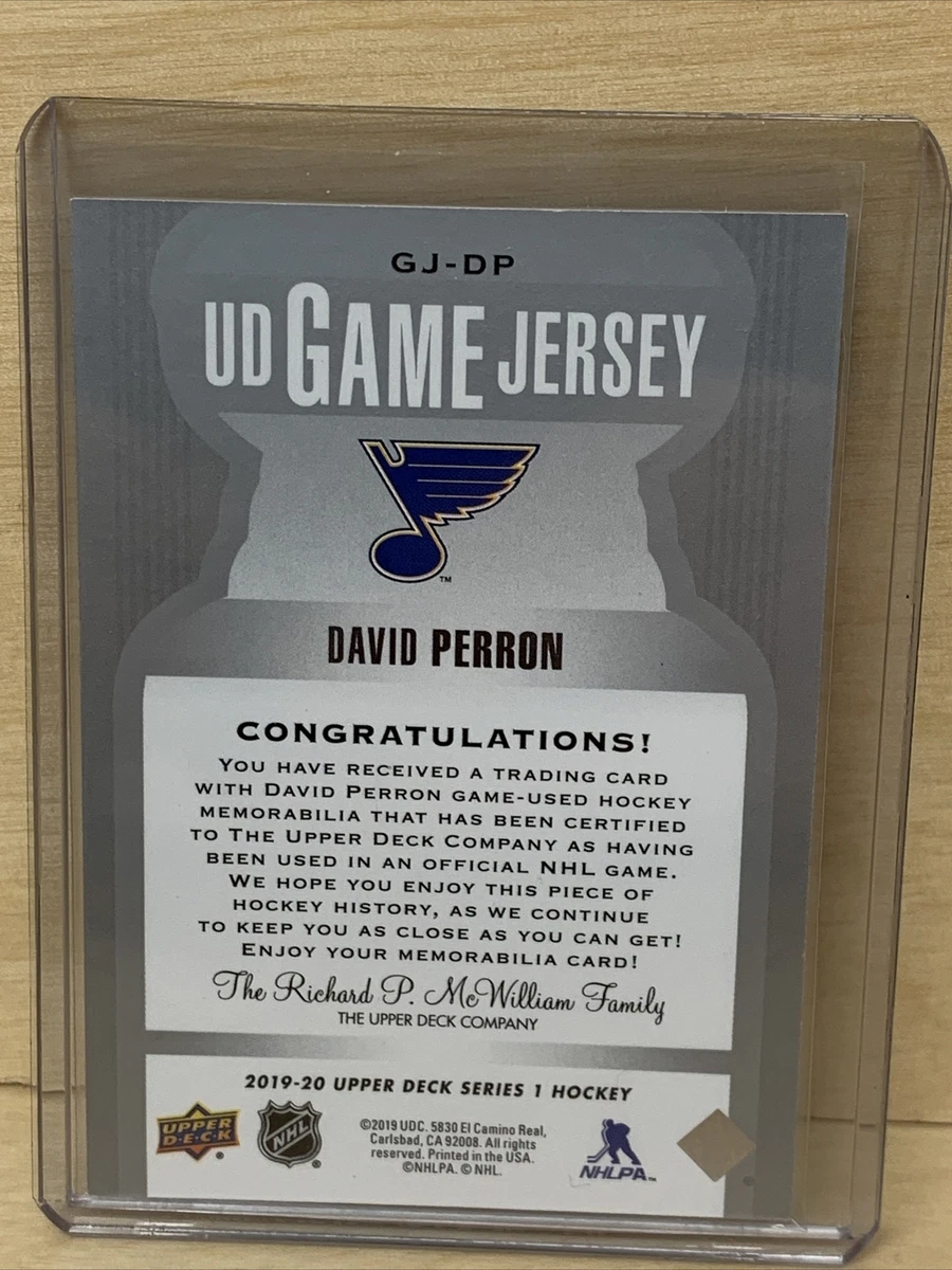 19 20 UPPER DECK UD GAME JERSEY GJ DP DAVID PERRON BLUES eBay