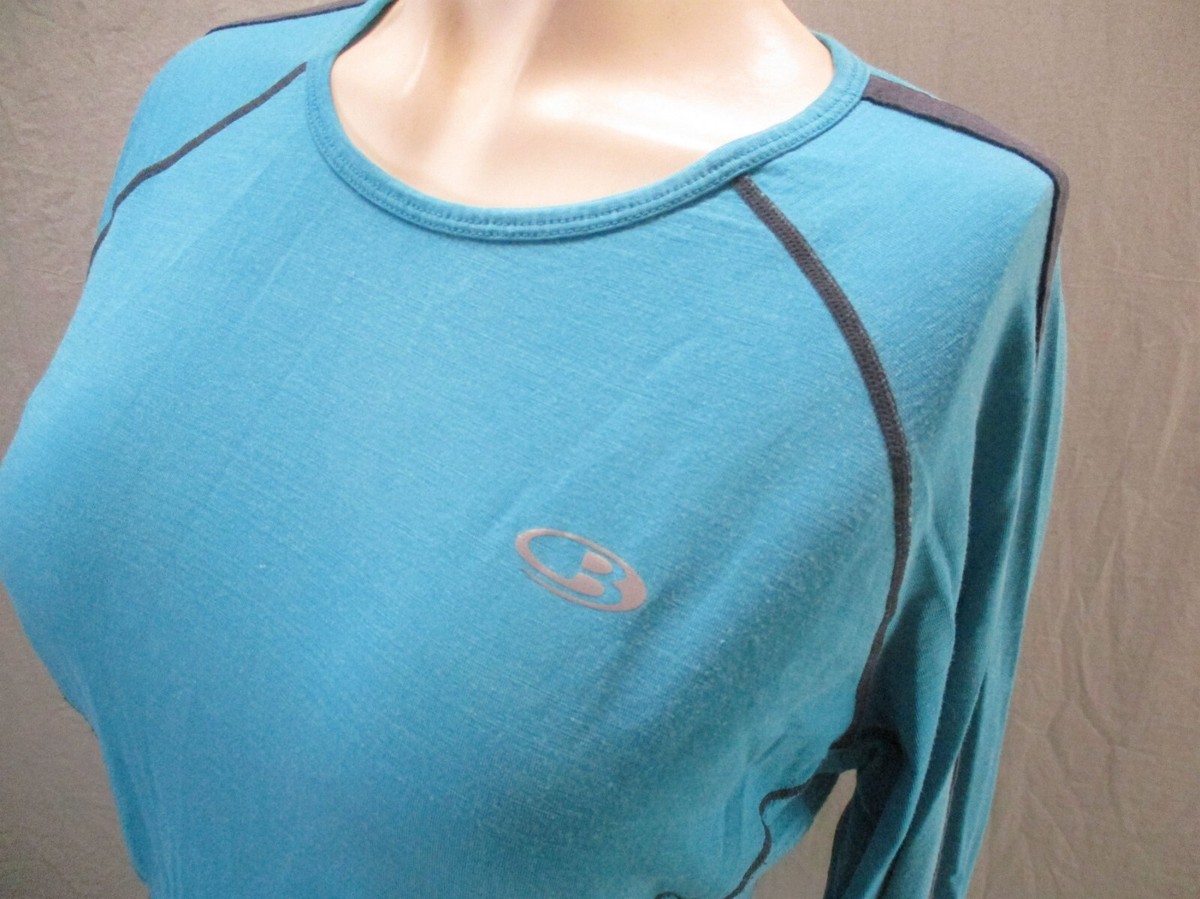 Icebreaker GT Size M Womens Blue Merino Wool Blend Long
