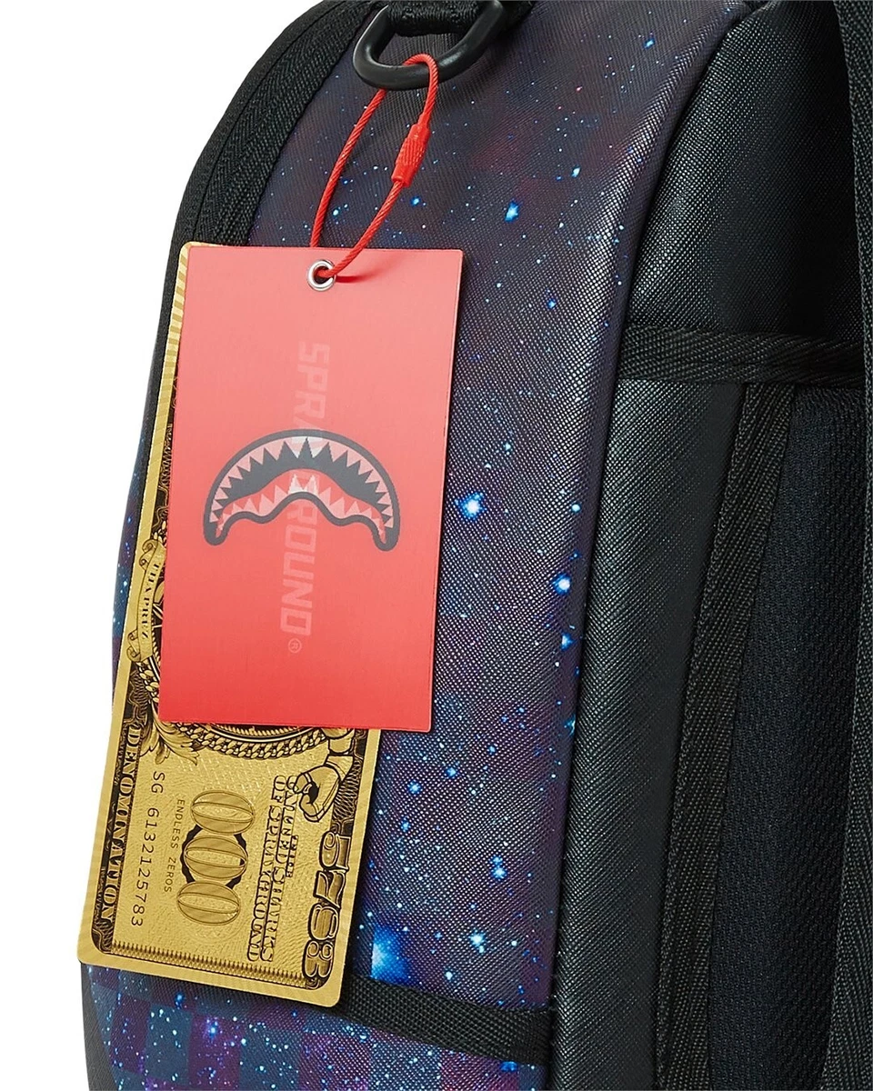 Sprayground Astro Money Checkered Backpack Books Bag Shark Mouth Party  School