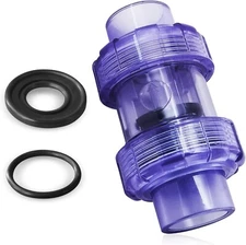 Clear UPVC Check Valve, 1" Slip Swing Full Port Utility Double True Union  #L117