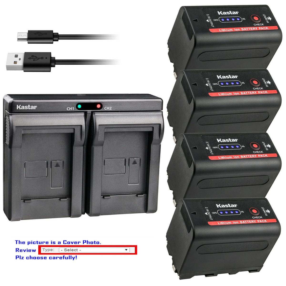 Kastar F780 Battery Dual Charger for Sony NP-F770 DSR-PD170 DSR
