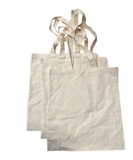 Tote Bag Natural Cotton Reusable 3 Pk Grocery Produce Shopping 16"x14.5”