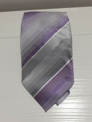 Jean Chatel Krawatte Tie100% Seide Silk bunte Streifen lila/weiß Krawatte A320