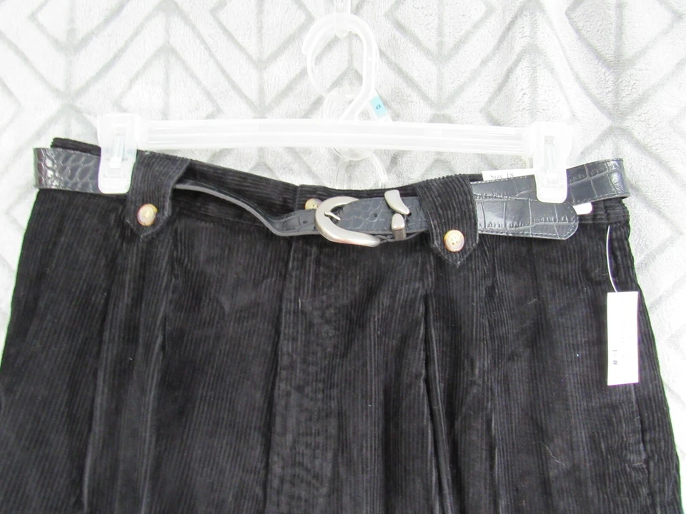 Nuevo Carolina Azul Pana Pantalones Cortos Talla 18 Negro Plisado Bolsillos Cremallera Cinturón Foto 3 de 4