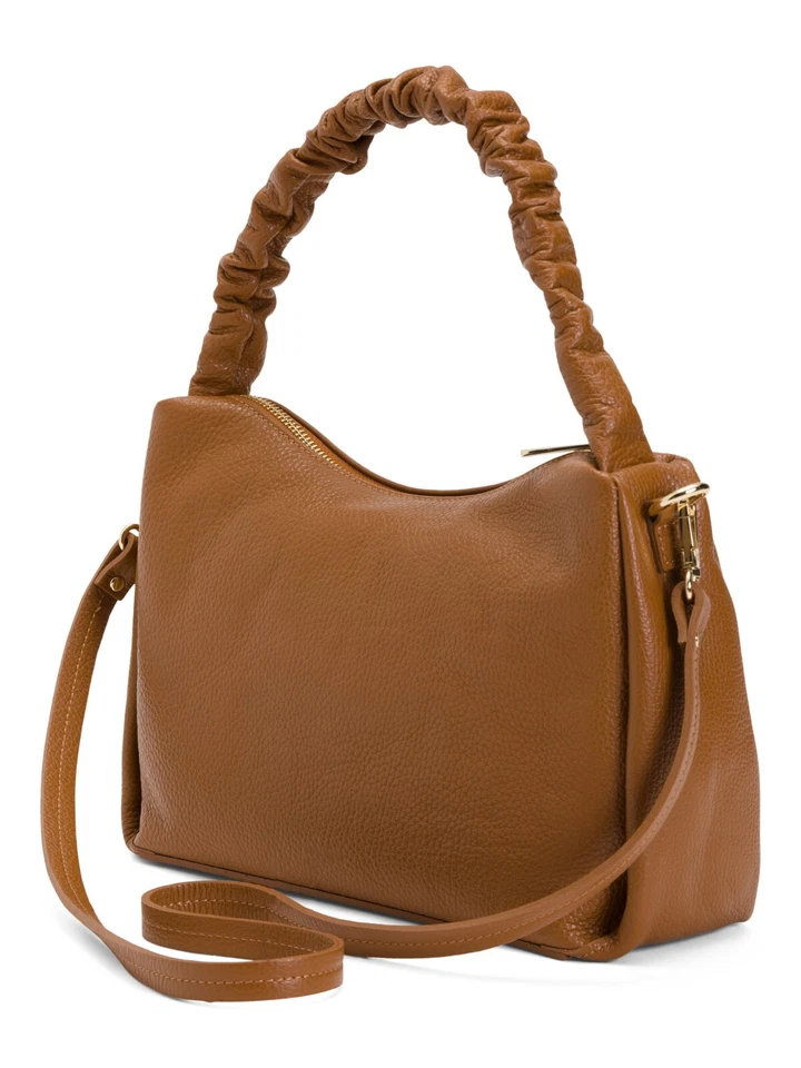 LUANA FERRACUTI 皮革肩袋带褶皱 Handie 意大利制造 — 第 4/4 张图片