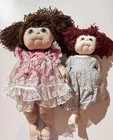Vintage 1980’s Cloth Rag Dolls Lot of 2 Yarn Hair Handmade Style Plush Doll Set