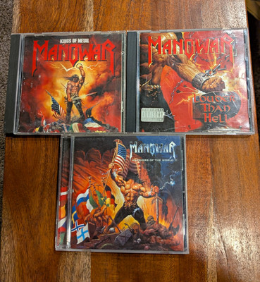 Manowar 3 CD Lot Kings of Metal OG Pressing  Louder Than Hell Warriors Of World