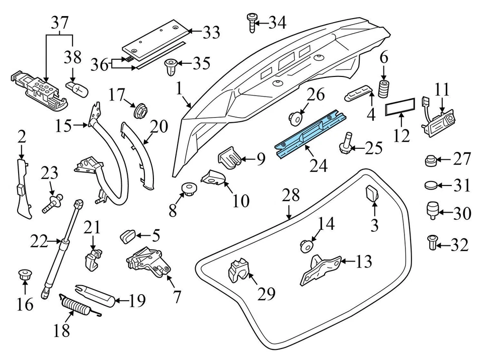 AUDI A5 QUATTRO 2008-2016 - Panel de cubierta de maletero / carril deslizante 8T0863373 Foto 3 de 4